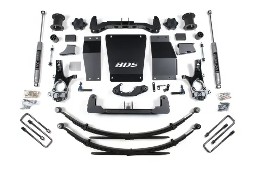 BDS Suspension - BDS709H | BDS Suspension 6.5 Inch Lift Kit For Chevrolet Silverado / GMC Sierra 1500 4WD | Rear Leaf Springs | Aluminum / Stamped Steel Factory Control Arm | NX2 Nitro Series Shocks