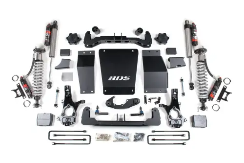 BDS Suspension - BDS711PES | BDS Suspension 6 Inch Lift Kit With Fox 2.5 Performance Elite Coilover For Chevrolet Silverado / GMC Sierra 1500 4WD | Rear Lift Block Kit | Aluminum / Stamped Steel Factory Control Arm | Fox 2.5 Performance Elite Shocks