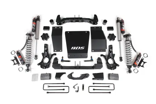 BDS Suspension - BDS713PES | BDS Suspension 4 Inch Lift Kit With Fox 2.5 Performance Elite Coilover For Chevrolet Silverado / GMC Sierra 1500 4WD | Rear Lift Block Kit | Aluminum / Stamped Steel Factory Control Arm | Fox 2.5 Performance Elite Shocks
