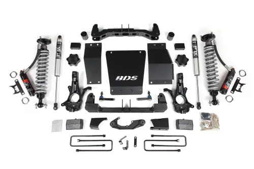 BDS Suspension - BDS713PSS | BDS Suspension 4 Inch Lift Kit With Fox 2.5 Performance Elite Coilover For Chevrolet Silverado / GMC Sierra 1500 4WD | Rear Lift Block Kit | Aluminum / Stamped Steel Factory Control Arm | Fox 2.0 Performance Series Shocks