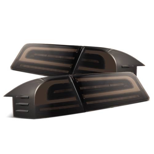 AlphaREX - 601120 | AlphaRex LUXX-Series LED Tail Lights Black Smoke (With Black Trunk Center Piece Replacement) for Tesla Model S (2012-2021)
