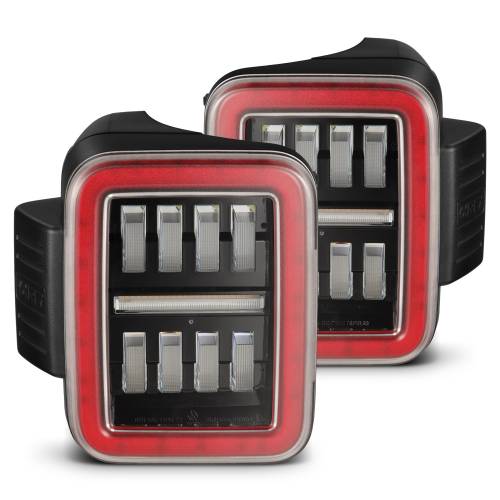 AlphaREX - 602070 | AlphaRex NOVA-Series Prismatic LED Tail Lights Black-Red for Jeep Gladiator JT