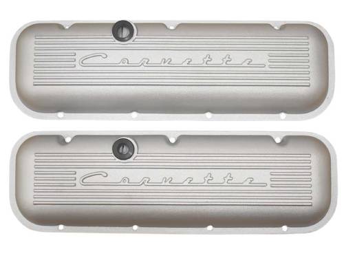 PML Covers - 9096-2P-AC | PML Cover Valve Covers, Corvette Script, Standard For Chevrolet Big Block 396, 427, 454 and 502 Engines | Natural As-Cast Finish