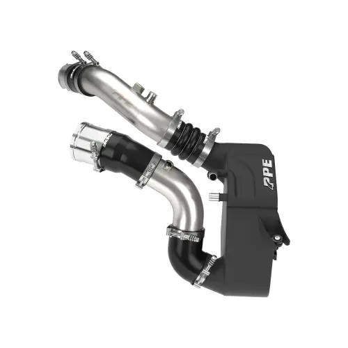 Pacific Performance Engineering - 315045220 | PPE Performance Ford 6.7L Power Stroke Air To Water Intercooler With Brushed Charge Pipes | Black Finish