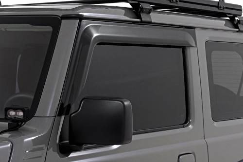 Rough Country - 992325 | Rough Country Impact Resistant Side Window Deflectors Tape On Rain Guard For Suzuki Jimny 3 Door