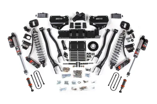 BDS Suspension - BDS2182PESB | BDS Suspension 6 Inch Lift Kit With 4-Link For Ram 3500 4WD Diesel | Front Coilover / Fox 2.0 Hydro Bump Stop | Rear 5 Inch Block Kit With Overload | Fox 2.5 Performance Elite Shocks