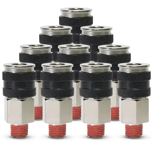 VIAIR - 92869-BP | VIAIR Automatic Quick Connect Coupler - 1/4" (M) / Without VIAIR Logo / 10 PCS