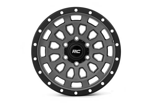 Rough Country - 87170912GA | Rough Country 87 Series Wheel | Simulated Beadlock, 6x5.5 Bolt Pattern, Matte  Gray/Black Finish, 17x8.5 Wheel Size, 0mm Wheel Offset, 4.25" Centerbore