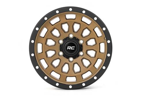 Rough Country - 87172512A | Rough Country 87 Series Wheel | Simulated Beadlock, 6x5.5 Bolt Pattern, Bronze/Black Finish, 17x8.5 Wheel Size, +25mm Wheel Offset, 4.25" Centerbore