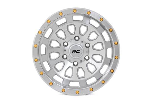 Rough Country - 87170912CA | Rough Country 87 Series Wheel | Simulated Beadlock, 6x5.5 Bolt Pattern, Machined Finish, 17x8.5 Wheel Size, 0mm Wheel Offset, 4.25" Centerbore