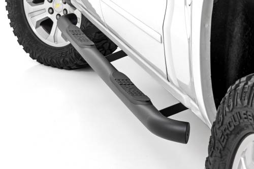 Rough Country - 43011 | Rough Country Nerf Steps, 3 Inch Tube, For Chevrolet Silverado 2500 HD, 3500 HD & 1500 / GMC Sierra 2500 HD, 3500 HD & 1500 (And 2007-2019 Classic)