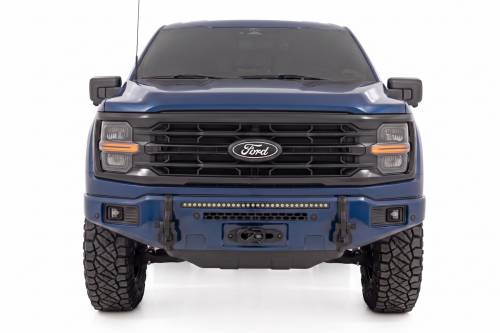 Rough Country - 13012-HX | Rough Country FXS Front Bumper, EcoBoost For Ford F-150 2WD/4WD | HX, Antimatter Blue, With Winch Mount
