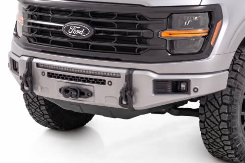 Rough Country - 13012-JS | Rough Country FXS Front Bumper, EcoBoost For Ford F-150 2WD/4WD | JS, Iconic Silver, With Winch Mount