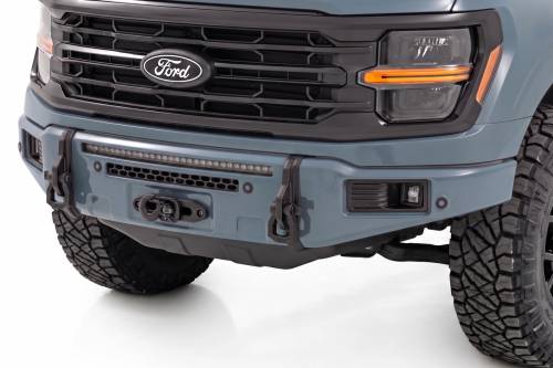 Rough Country - 13012-KU | Rough Country FXS Front Bumper, EcoBoost For Ford F-150 2WD/4WD | KU, Area 51, With Winch Mount