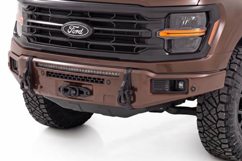 Rough Country - 13012-LJ | Rough Country FXS Front Bumper, EcoBoost For Ford F-150 2WD/4WD | LJ, Darkened Bronze, With Winch Mount