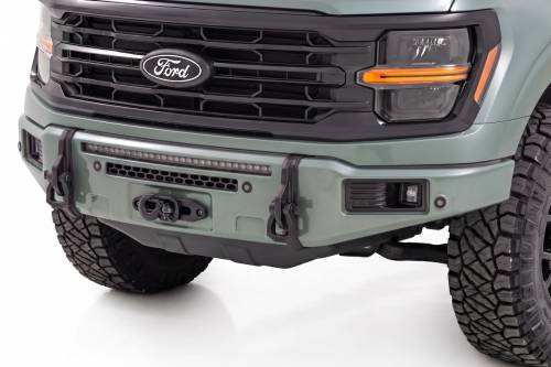 Rough Country - 13012-BN | Rough Country FXS Front Bumper, EcoBoost For Ford F-150 2WD/4WD | BN, Silver Spruce, With Winch Mount
