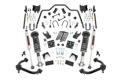 Rough Country - 48340 | Rough Country 3 Inch Lowering Kit, 5 Inch Rear Lowering, M1 Struts And Shocks For Ford F-150 4WD