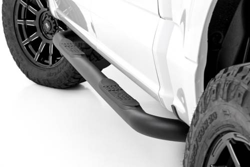 Rough Country - 43012 | Rough Country Nerf Steps, 3 Inch Tube, For Crew Cab Ford F-150 / Lightning / F-250 Super Duty / F-350 Super Duty / Raptor