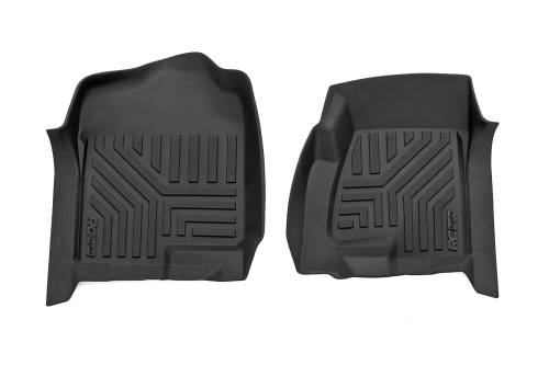 Rough Country - FF-2991A | Rough Country Flex-Fit Floor Liners For Chevrolet Silverado / GMC Sierra 1500, 2500 HD & 3500 HD | Front Row