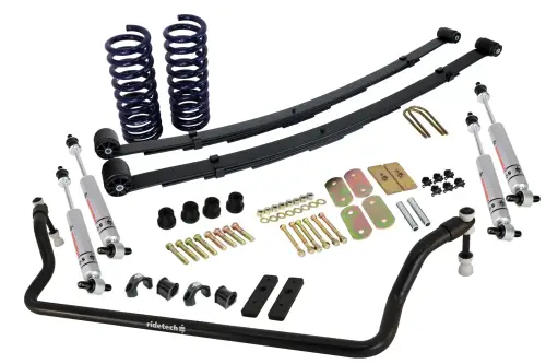 Ridetech - 11175024 | Ridetech StreetGRIP Suspension System For Chevrolet Camaro / Pontiac Firebird | NO Ball Joints or Bushings | RQ-S Series Shocks | Steel Leaf Springs