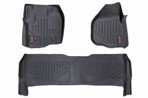 M-51213 | Rough Country Floor Mats For Ford F-250/F-350 Super Duty (2012-2016) | Front & Rear, Raised Front Pedal