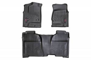 M-21142 | Rough Country Floor Mats Chevrolet Silverado / GMC Sierra 1500/2500 HD/3500 HD 2WD/4WD (2014-2019) | First & Second Row, Front Bench Seat, Double Cab