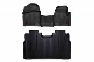 M-51153 | Rough Country Floor Mats For Ford F-150 (2015-2024) / Lighting (2022-2024) / Raptor (2017-2024) | Front & Second Row, Front Bench Seat, Crew Cab, No Factory Under Seat Storage
