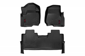 M-51712 | Rough Country Floor Mats For Ford F-250/F-350 Super Duty (2017-2024) | Front & Second Row, Front Bucket Seats, Crew Cab