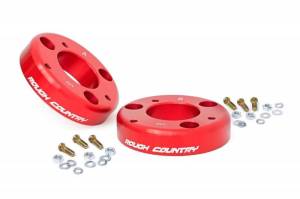 569 | Rough Country 2 Inch Leveling Kit Aluminum Spacer For Ford F-150 2/4WD (2014-2023) / Raptor (2019-2020) | Anodized Red