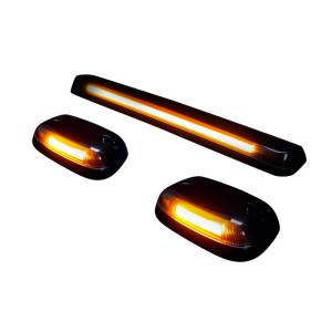 264156BKHP | (3-Piece Set) Smoked Cab Roof Light Lens with Amber High-Power OLED Bar-Style LED’s