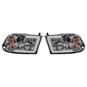 264270CLC | Dodge RAM 1500 09-19 & 2500/3500 10-18 Projector Headlights OLED Halos & DRL in Clear/Chrome
