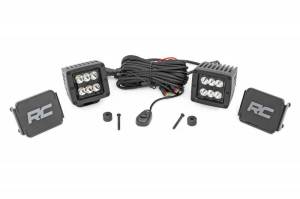 Rough Country - 70062 | Rough Country 2 Inch LED Cube Cowl Easy Mount Light Kit For Jeep Gladiator JT / Wrangler 4xe / Wrangler JL | 2018-2023 | Black Series - Image 1