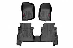 M-61501 | Rough Country Floor Mats For Gladiator JT (2020-2024) | Front & Rear Row, Lockable Under Seat Storage Toolbox
