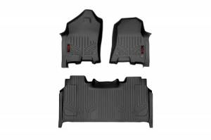M-31422 | Rough Country Floor Mats For Ram 1500 (2019-2024) / 1500 TRX (2021-2024) | Front & Rear Row, Front Bucket Seats, Crew Cab, With Factory Under Seat Storage