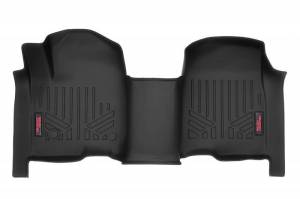 M-2165 | Rough Country Floor Mats For Chevrolet Silverado/GMC Sierra 1500 2500 HD / 3500 HD 2WD/4WD (2019-2025) | Front, Front Bench Seats, Crew Cab, No Factory Under Seat Storage