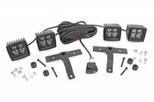 Rough Country - 70824 | Rough Country Quad 2 Inch LED Light Pod Kit For Jeep Gladiator JT / Wrangler 4xe / Wrangler JL | 2018-2023 | Black Series With White DRL - Image 1