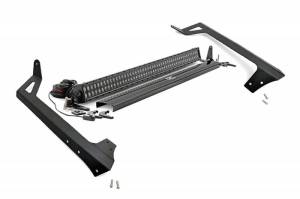 70504BL | Jeep 50-inch Straight LED Light Bar Upper Windshield Kit w/ 50in Black Series LED Light (07-18 Wrangler JK)