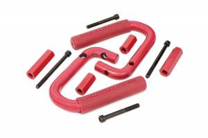 6501RED | Jeep Front Solid Steel Grab Handles (07-18 Wrangler JK | Red)