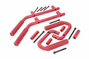 Rough Country - 6503RED | Rough Country Grab Handles For Jeep Wrangler JK (2007-2018) | Red, Front & Rear Position - Image 1