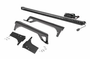 70588BL | Jeep 50-inch Straight LED Light Bar Upper Windshield Kit w/ Single Row Black Series LED (97-06 TJ)