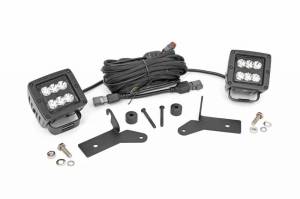 Rough Country - 70052 | Rough Country 2 Inch LED Light Cube & Lower Windshield Kit For Jeep Gladiator JT (2020-2022) / Wrangler 4xe (2021-2023) / Wrangler JL (2018-2023) | Black Series - Image 1