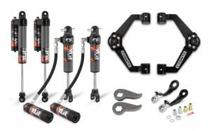 210-P0932 | Cognito 3-Inch Elite Leveling Kit with Fox Elite 2.5 Reservoir Shocks (2020-2022 Silverado, Sierra 2500 HD, 3500HD 2WD/4WD)