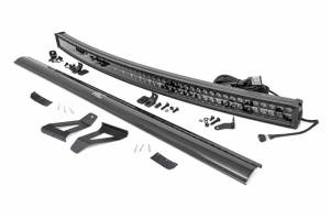 70074 | Rough Country Upper Windshield Light Kit Black Series with White DRL Dual Row (1984-2001 Cherokee XJ 2WD/4WD)