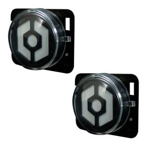 264335WHCL | Recon Round Front Fender Lenses with White Hexagon Shaped OLED Design in Clear (2007-2018 Wrangler JK)