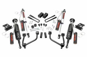 76850 | Rough Country 3.5 Inch Lift Kit For Toyota Tundra 2/4WD (2007-2021) | Aluminum Finish, Front Vertex Adjustable Coilovers (4WD Only), Rear Vertex Adjustable Shocks