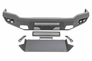 10806A | Rough Country Front Bumper With Black Series LED Cubes Lights & Light Bar (2019-2024 Ram 2500 2WD/4WD)