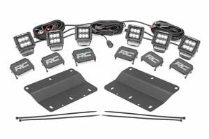 51085 | Rough Country Triple LED Fog Light Kit  | Black Series With Spot Beam (2021-2024 Bronco 4WD)