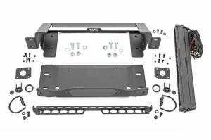 Rough Country - 51068 | Rough Country High Winch Mount For Factory Modular Bumper Ford Bronco 4WD | 2021-2023 | Winch Mount Only, Black Series With DRL Light Bar - Image 1
