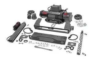 Rough Country - 51098 | Rough Country High Winch Mount For Factory Modular Bumper Ford Bronco 4WD | 2021-2023 | With PRO12000S Winch, Black Series Light Bar - Image 1