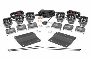 Rough Country - 51087 | Rough Country Triple LED Fog Light Kit For Factory Modular Front Bumper Ford Bronco | 2021-2023 | Black Series With White DRL - Image 1